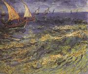 Vincent Van Gogh Seascape at Saintes-Maries (nn04) Spain oil painting artist